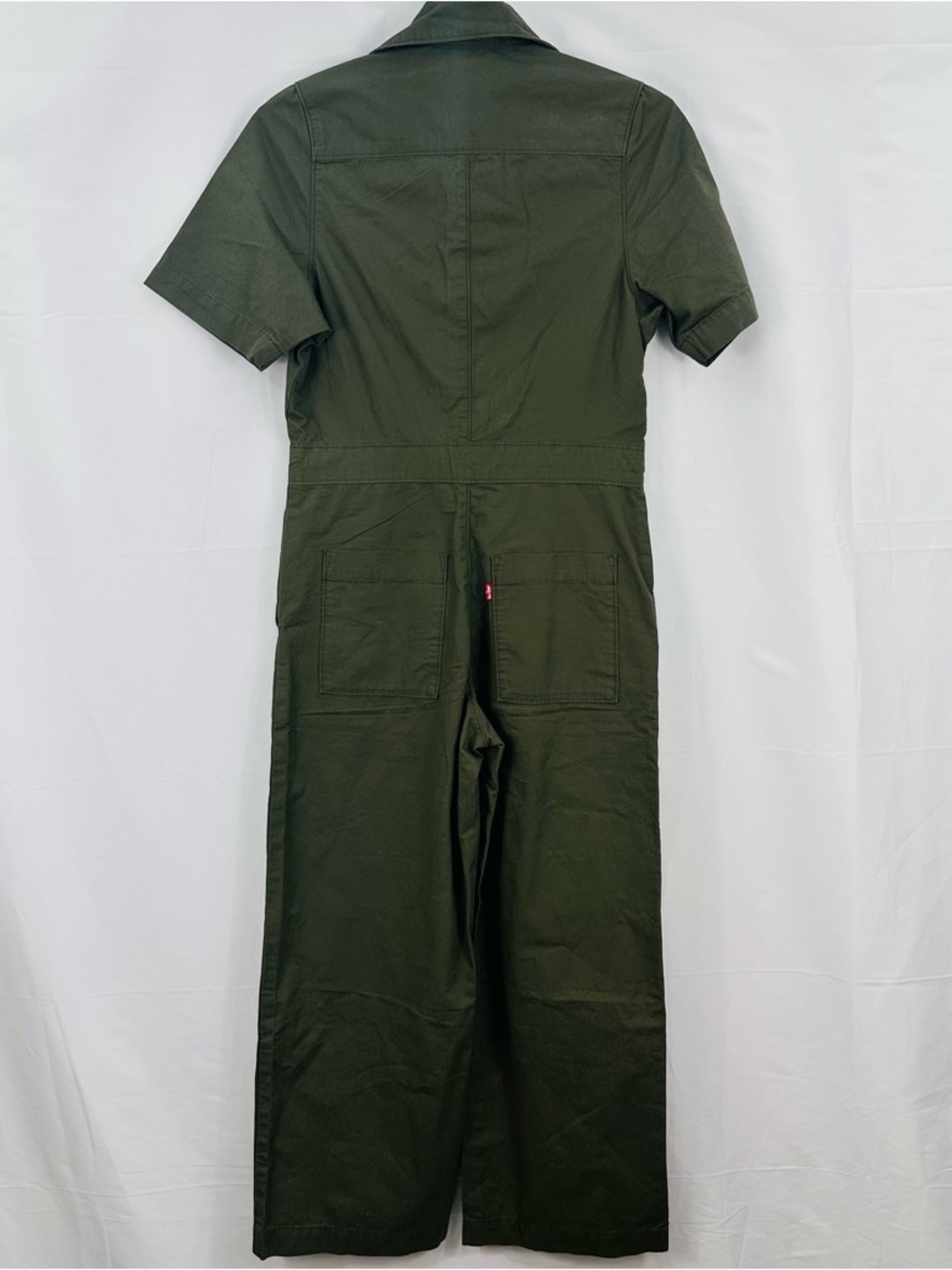 NWT Levi’s  big E Army Green Boilersuit Short Sleeve Utility Jumpsuit WideLeg XS - Picture 5 of 8